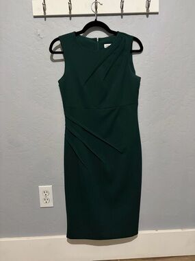 Calvin Klein Dark Emerald Sleeveless Midi Sheath Dress